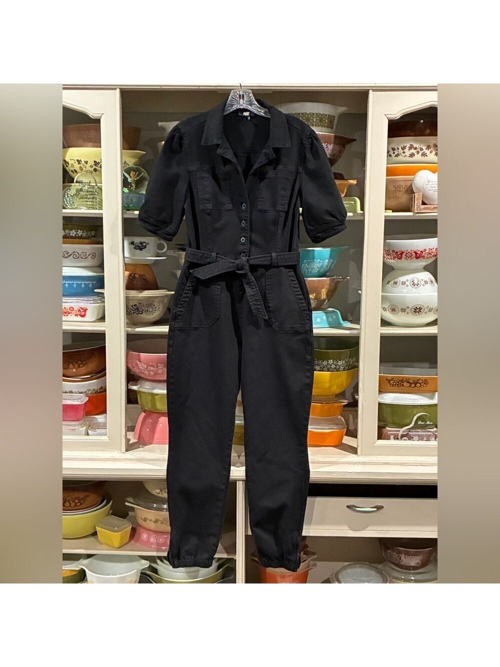 Paige Mayslie Denim Jumpsuit in Washed Black - Size 6 - Picture 3 of 16